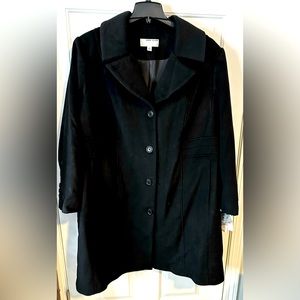NWT Plus Size Women’s Anne Klein Black Cashmere Blend Coat